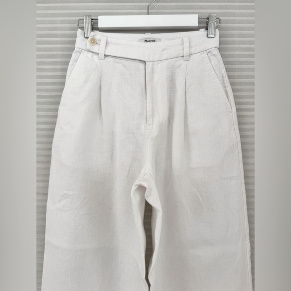 Madewell Harlow Wide-Leg Pant in 100% Linen Size 00 in Eyelet White - Picture 6 of 16